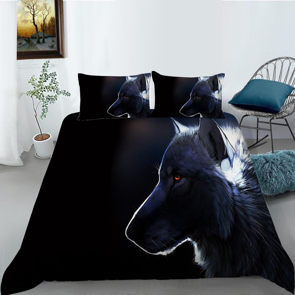 Wolf Series Equal Polyester Bedding Two Or Three-Piece 3D Digital Printing