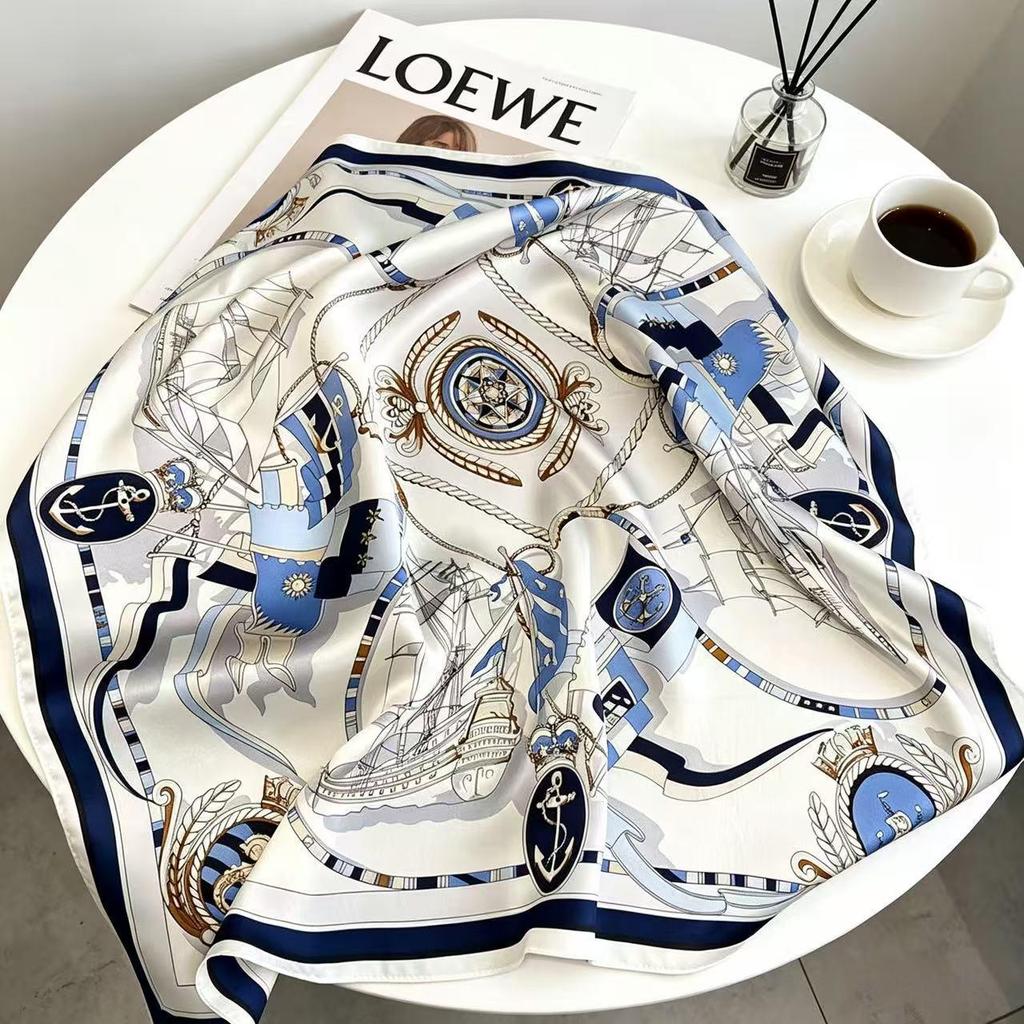 70cm×70cm Retro Paisley Imitation Silk Square Scarf - Versatile Decorative Neck Scarf Shawl
