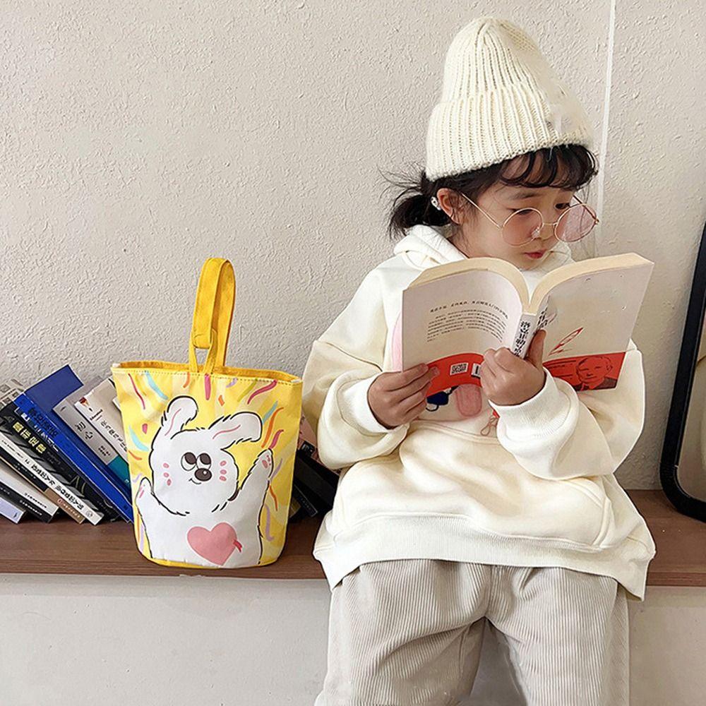 Cat Cartoon Canvas Bucket Bag Cartoon Girl Canvas Cat Shoulder Bag  Female/Children