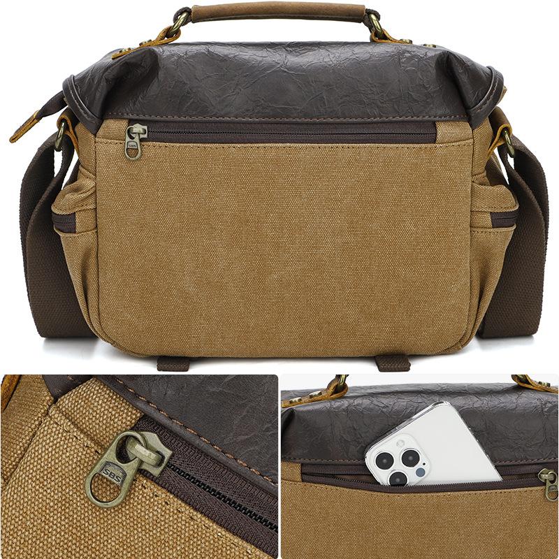 Retro DSLR Camera Bag Canvas Crossbody Photography Bag Micro Single Storage Bag Shockproof Digital Bag Men's Outdoor Camera