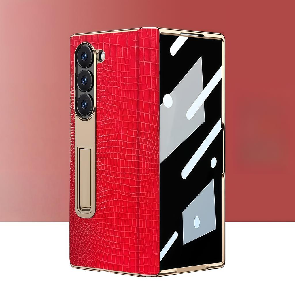 For Samsung Z Fold 7 Phone Case Electroplated Side Bracket Lizard Belly Tape Anti-peep Protective Cover for Samsung Z Fold 6 5 4