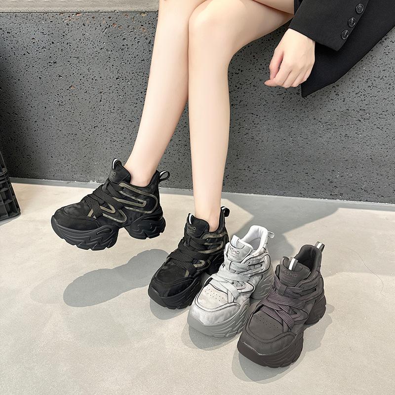 Inner Height Increase Trend Dad Shoes Women 2025 Autumn New Thick-soled High-top Versatile Ins Trendy Casual Shoes Sports Shoes