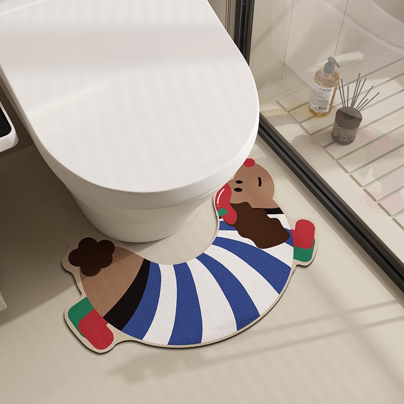 Dackel Cartoon U-förmige Rutschfeste Schnelltrocknende Badematte