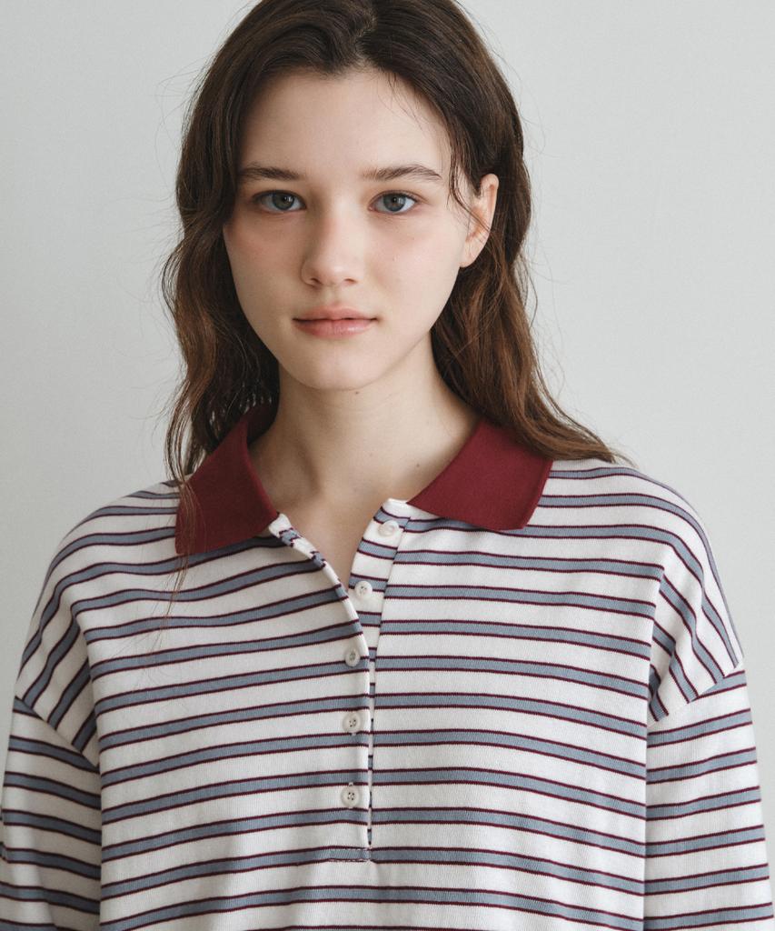 Wednesday Oasis For Woman Tommy Striped Collared T-Shirt_Red(W26Tp13)