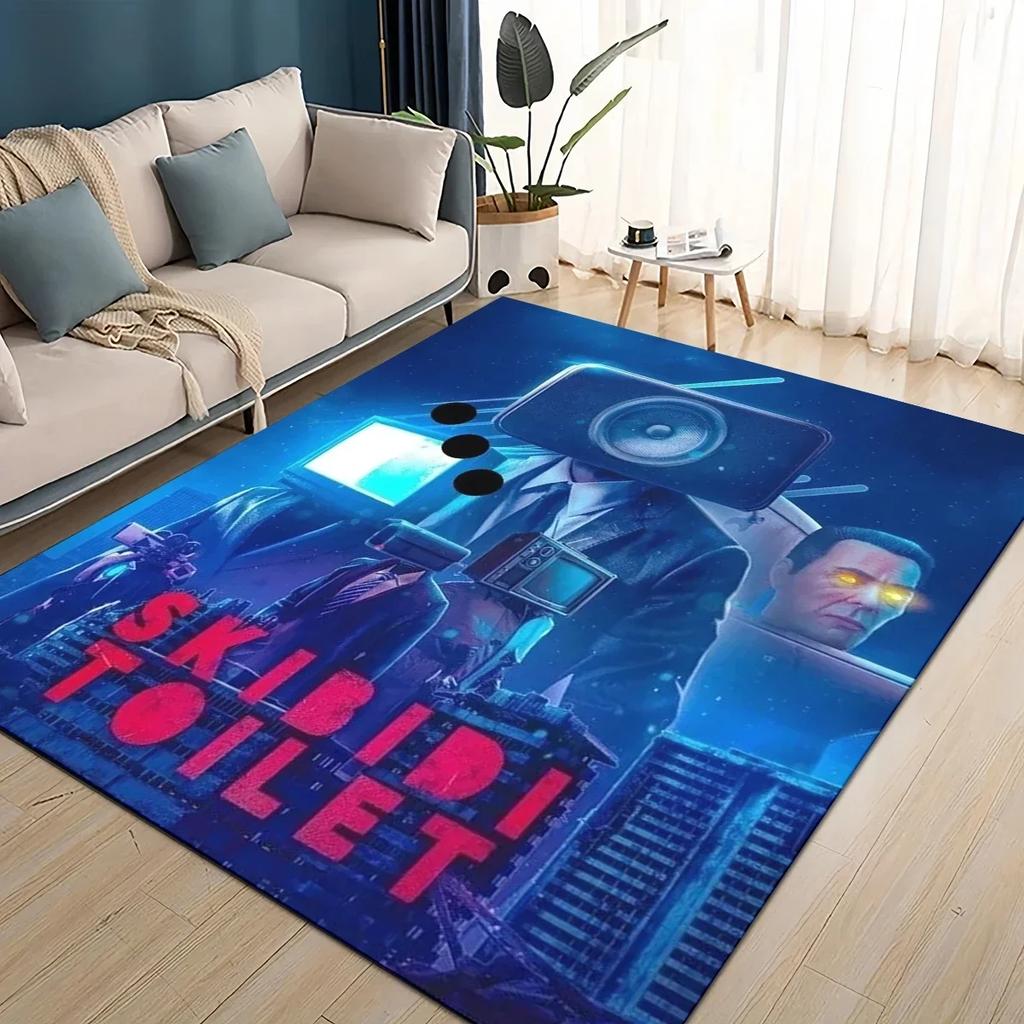 Speakerman 3D Skibidi Toilet Cameraman TVman Carpet Rug for Living Room Bedroom Home Sofa Decoration,Kids Non-slip Floor Mat