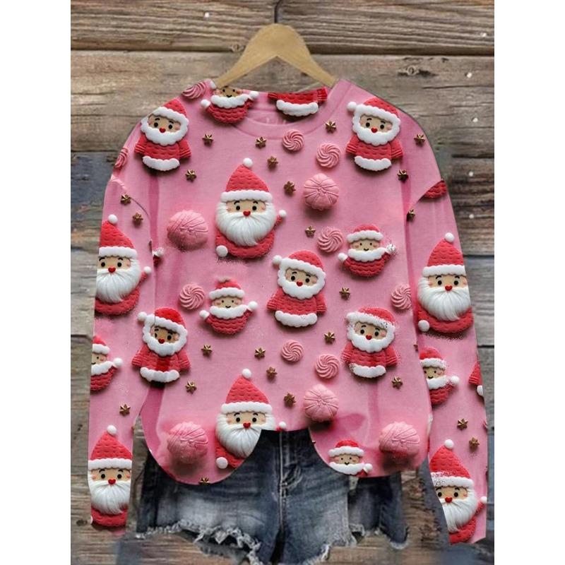 New Christmas Autumn/Winter Printed Round Neck Hoodie For Women