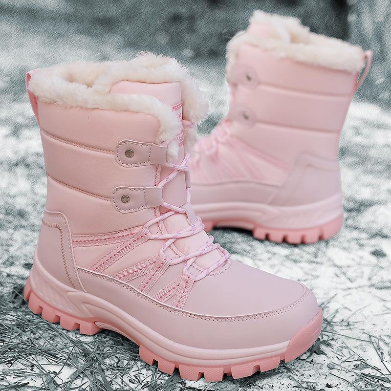 Winter Snow Boots Plush Warm Cotton Shoes Wear-resistant Sports Outdoor High-top Lace-up Large-size Boots