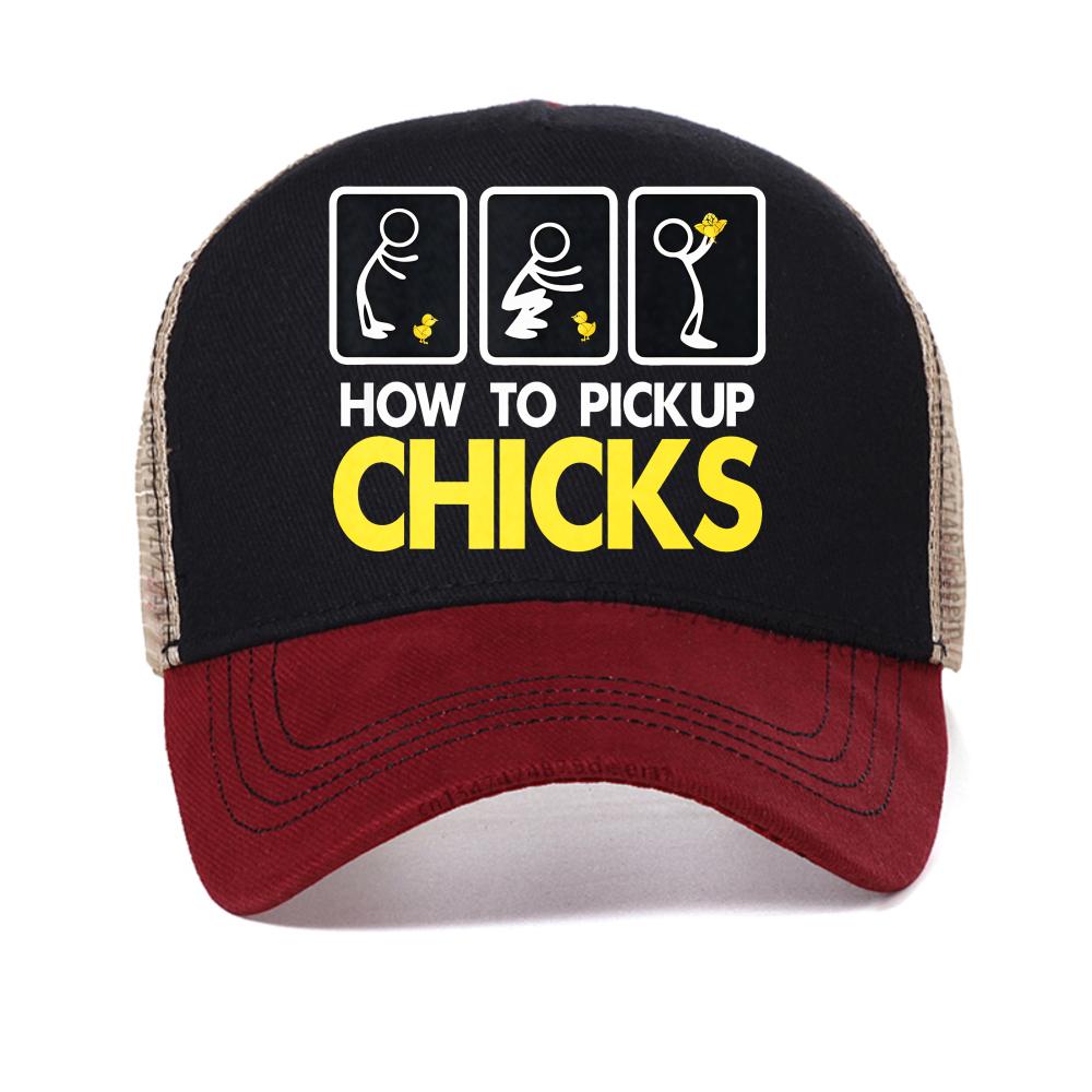 How To Pick Up Chicks baseball cap Cute Pick Chicks caps Unisex Printing Casual Hip Hop hat adjustable Breathable mesh trucker hat Adjustable