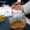 Chrysanthemum Petal High Borosilicate Glass Teapot Set with Copper Handle
