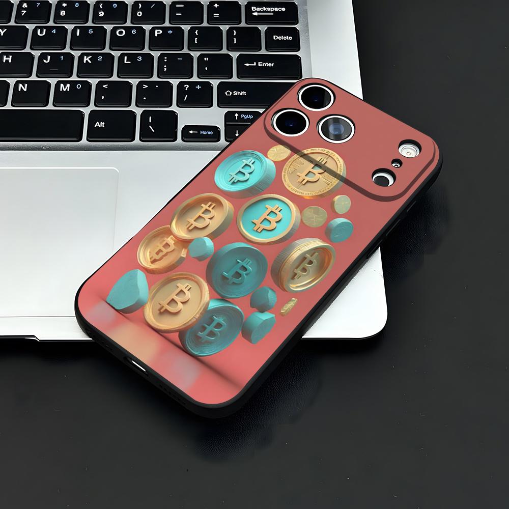 Bitcoin Phone Case For IPhone 17 Air 16 E Pro Max 15 14 13 Mini 12 Pro 11 Max Plus Black Soft Shell