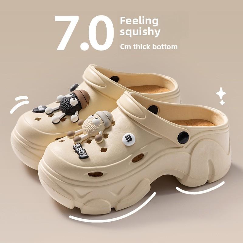 

Женские тапочки Пляжные сандалии Обувь на платформе Летние Нескользящие Сандалии с закрытым носком Ношение Пляж Улица 38-39 бежевый