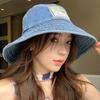 Sunshade Denim Bucket Hats Wide-Brimmed Sun Protection Basin Cap Retro Fisherman Hat  Women