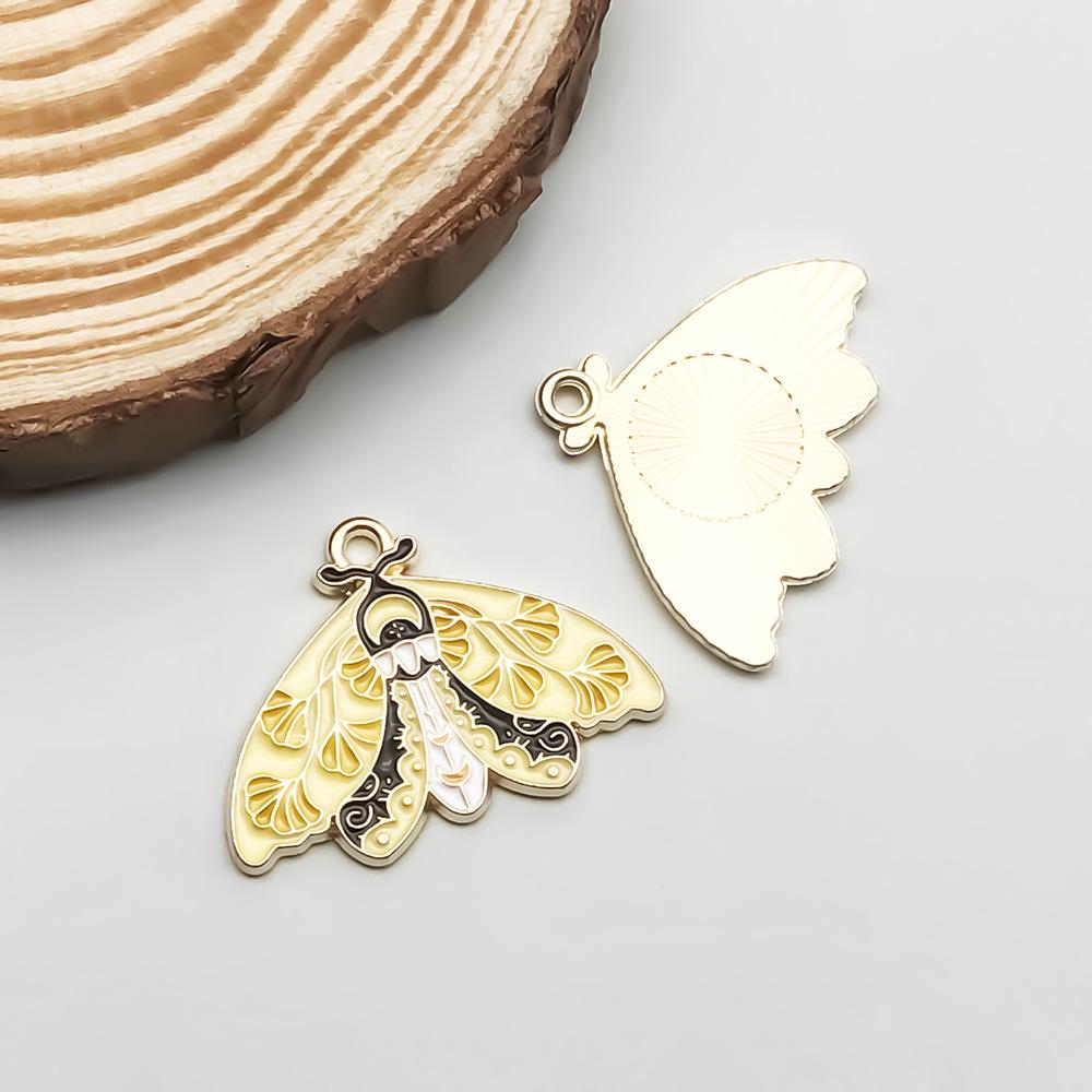 Colorful Enamel Alloy Butterfly & Leaf Pendant Charm for DIY Jewelry