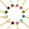 18K Gold Birthstone Stainless Steel Pendant Necklace