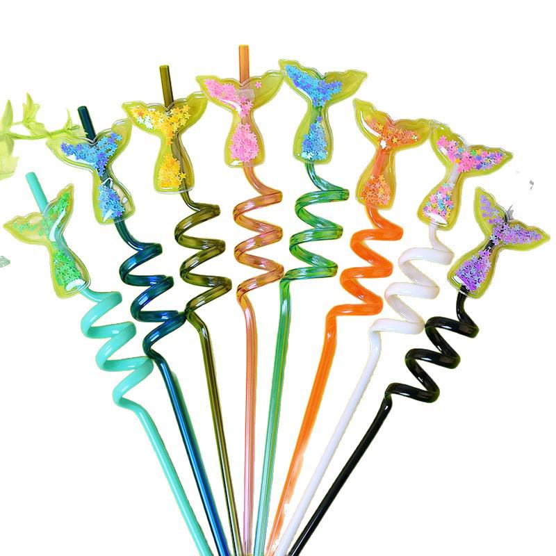 Colorful Fishtail Spiral Straw Party Decoration (PET Material)