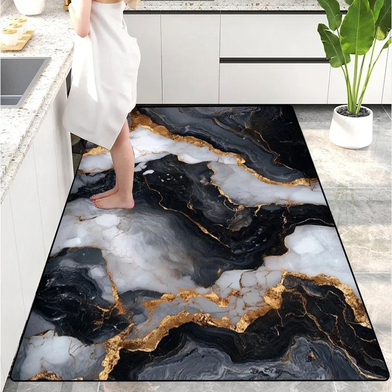 

Stunning Blue-Green Marble Ripple Living Room Rug - Modern Abstract Watercolor Gilded Carpet for Home Decoration rugs 40x60cm