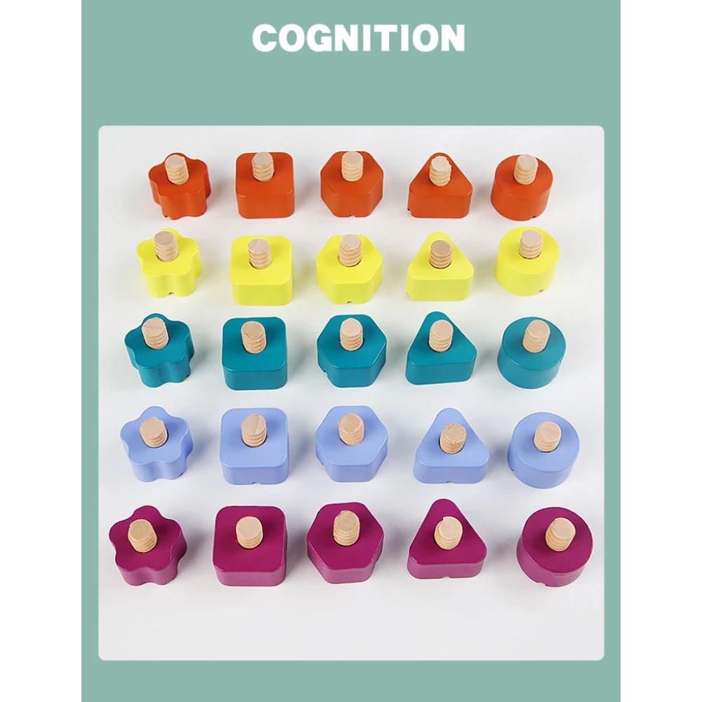 Wooden Screw Disassembly Toys Educational Screw Disassembly Assembly Shape Color Toys Montessori Interactive Game for Baby Gift