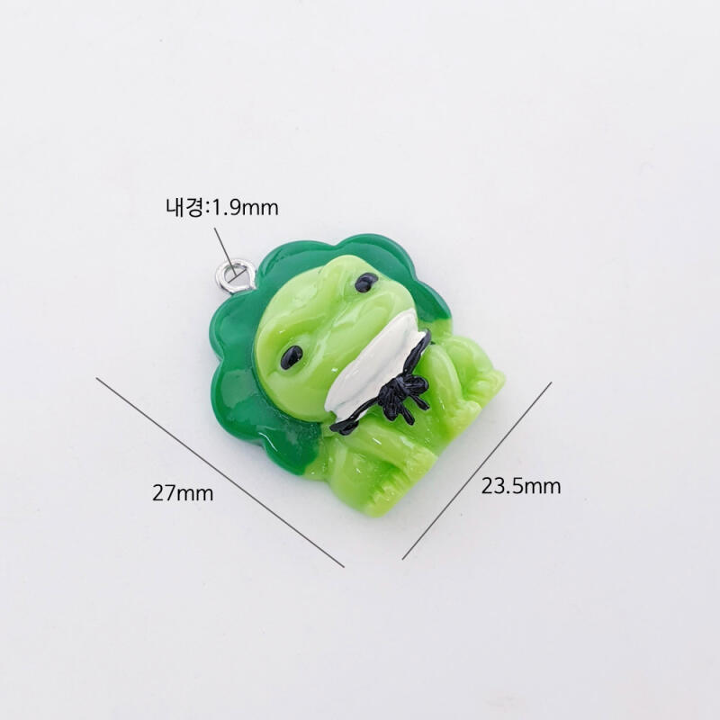 Green Poggle Ribbon Frog Acrylic Pendant Keychain Material