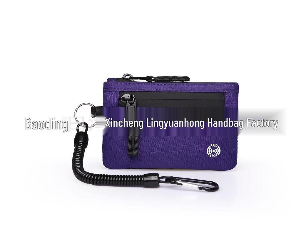 RFID Coin Purse and Anti-theft Card Holder Mini Travel Wallet with Keychain