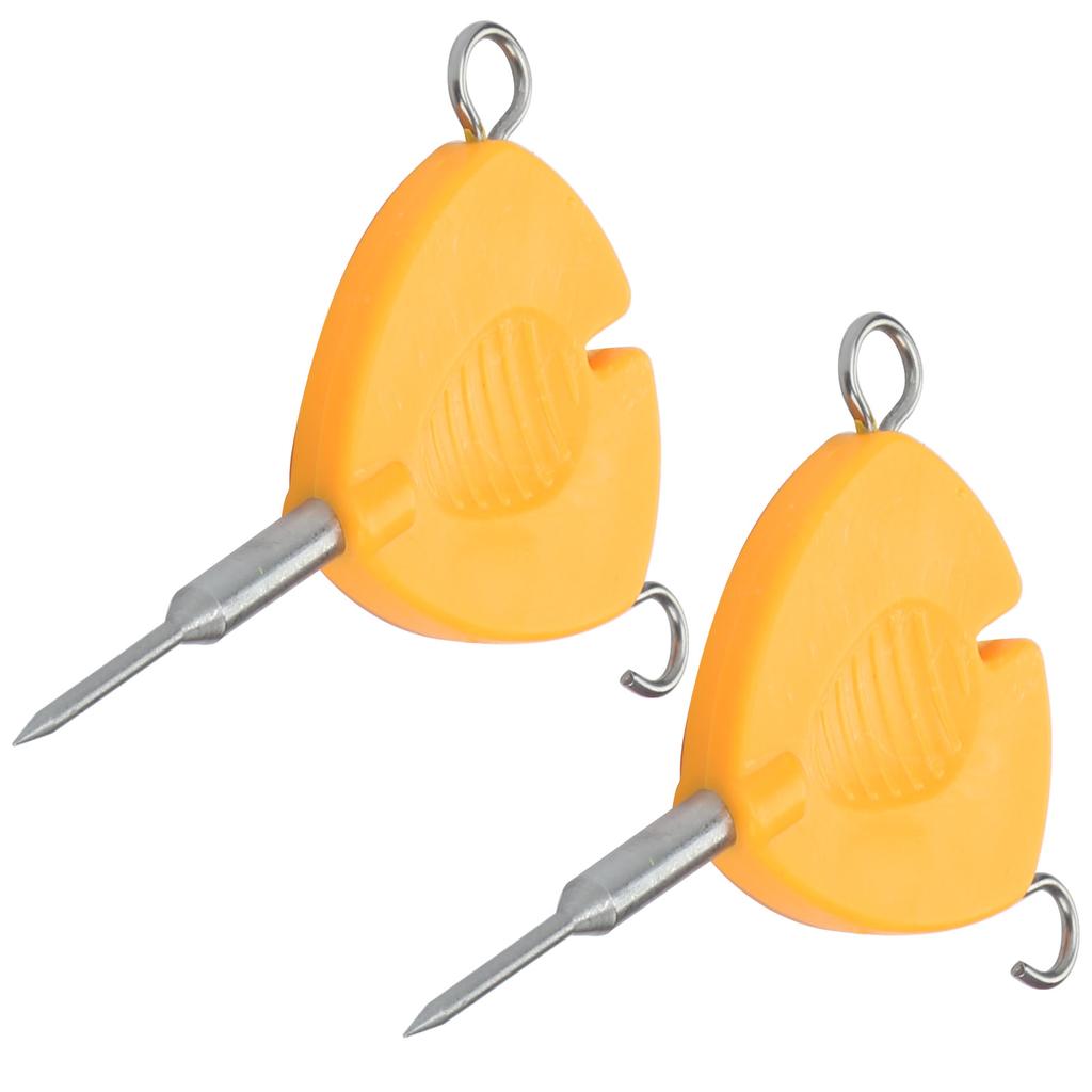 2Pcs Portable Fishing Bait Needle Hook Knot Puller Fishing Baiting Rigs Tool Orange
