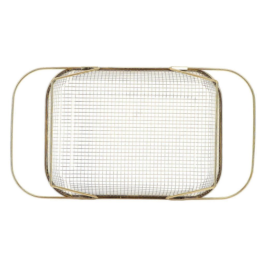 Over The Sink Colander Strainer Basket Stainless Steel For Kitchen Sink with Handles Fine Mesh Expandable Kitchen Essentials Rectangle Gold Less