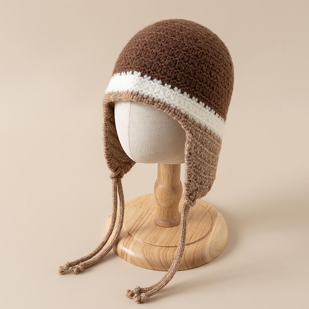 Winter Knitted Earflap Hat for Baby Cute Pompom Toddler Ear Protection Cap Korean Solid Color Kids Boy Girl Beanie Bonnet