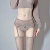 Womens Lace High Waist Glossy Ultrathin Silk Suspender Tights Crotchless Oil Shimmery Garters Belt Stockings Pantyhose