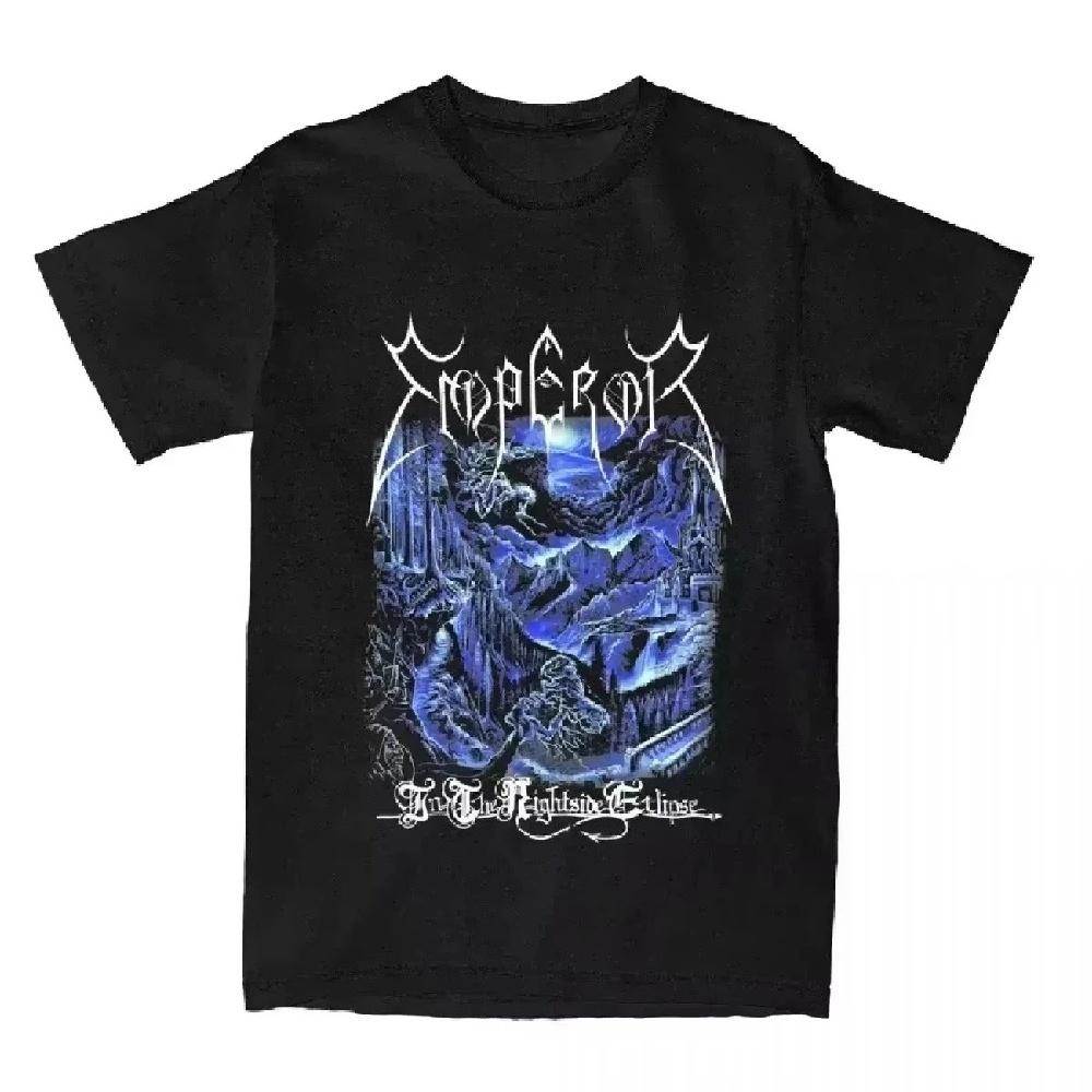 

Black Metal Band Emperor Accessories T-Shirt for Men Women Plus Size Song in The Nightside Eclipse Tees O Neck All Seasons XXXXXL чорний