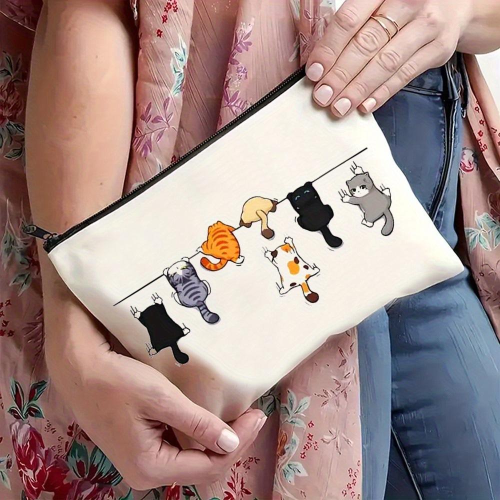 Cartoon Cat, Makeup Bag, Zipper Bag, Storage Bag, Logo Printable, Travel Makeup Bag, Holiday Gift, Lightweight Design, Easy To Store