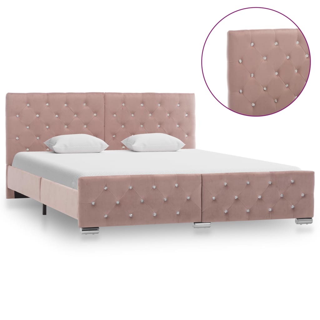 vidaXL Bettgestell Rosa Samt 160x200 cm