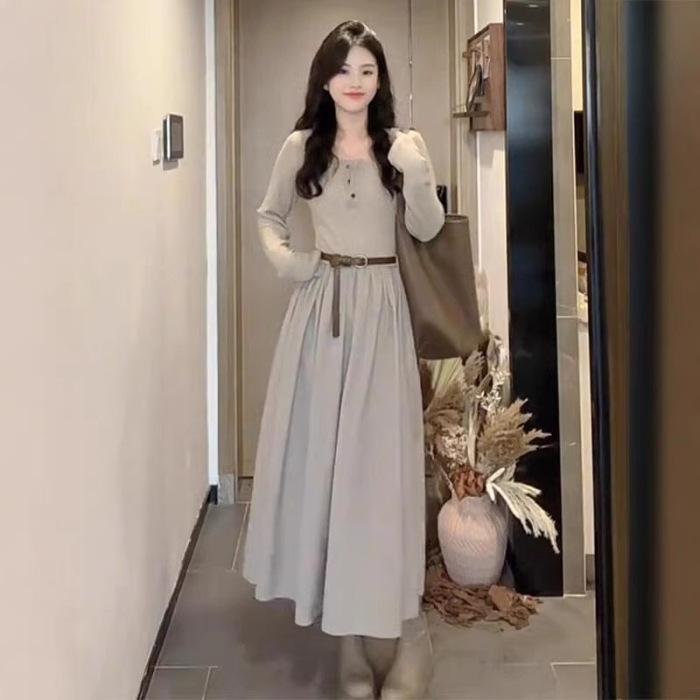 Small Long-sleeved Dress for Women In Late Autumn and Early Winter of 2025, New Korean High-end French Temperament Wear Long Dress