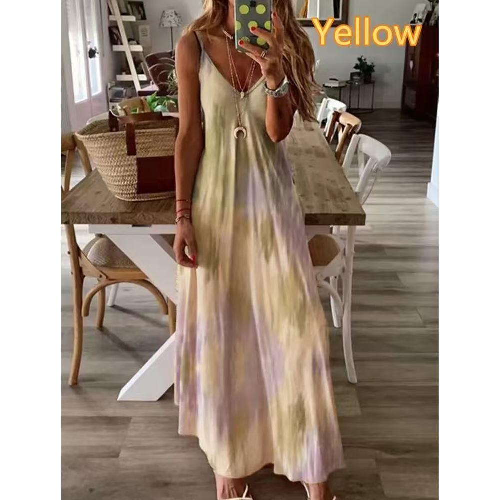 IHUASU Spring Summer Women's Dress Slimming Long Floral Slip Dress