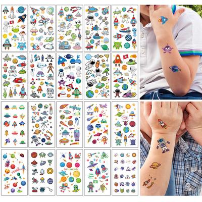 TecoKart® 20 Sheets Temporary Tattoo Stickers for Kids, Waterproof Spaceman and Astronaut Tattoos for Boys and Girls Fun Party Body Decoration