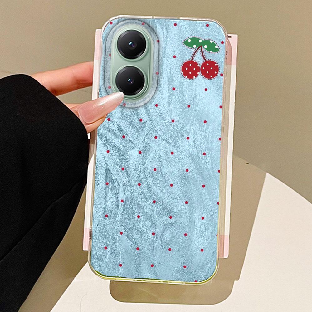 Circular Dots Cherry Fruit Feather Texture Phone Case for Xiaomi Poco X5 X7 M6 Pro X6 X3 Pro NFC C75 C71 C65 C61 M5S TPU Cover