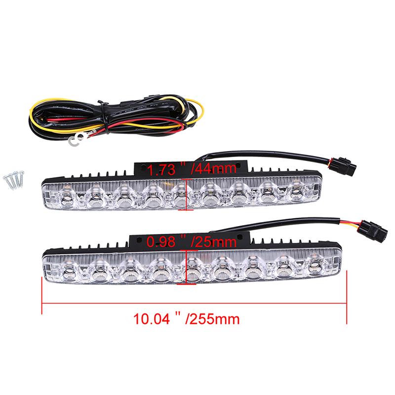 DRL LED Car Daytime Running Lights 6 LED Auto Fog Light 9 LEDs White Yellow Turn Signal Lamp Driving Foglamps