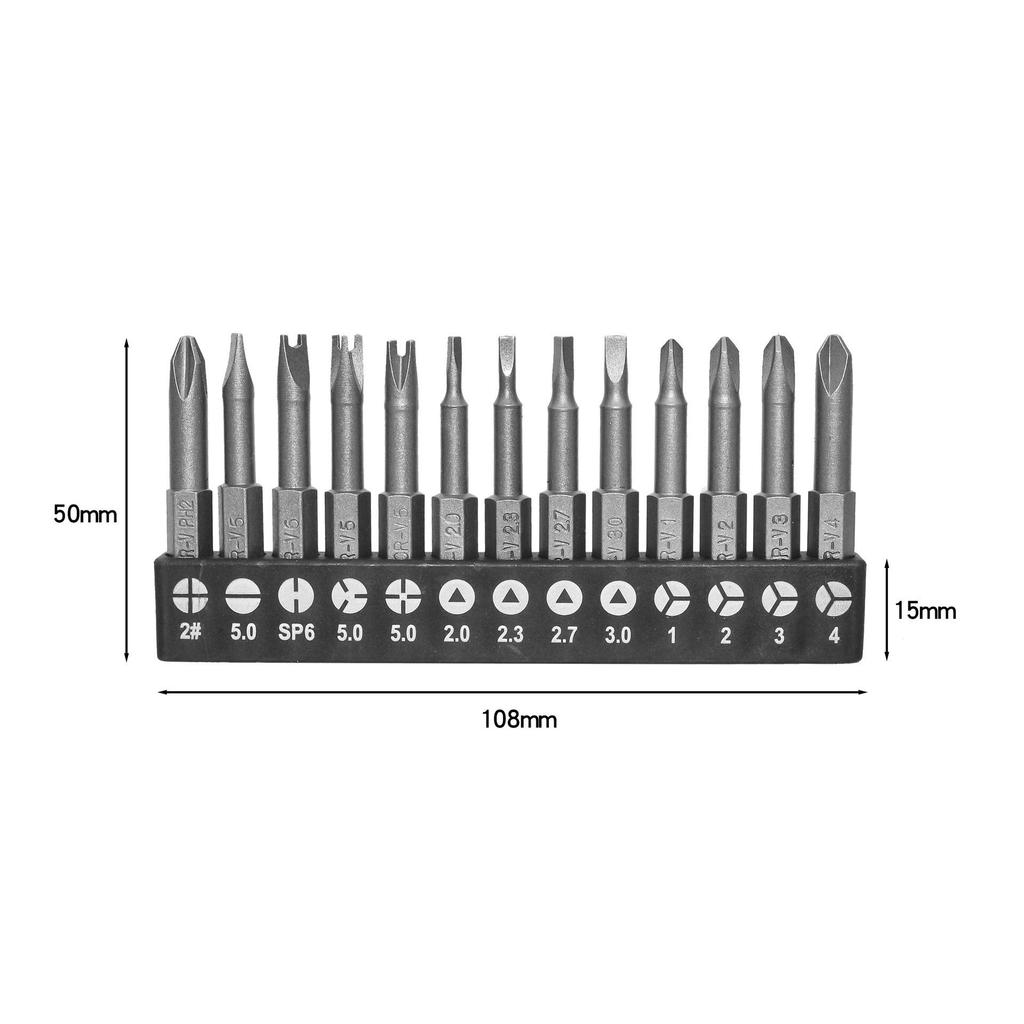 13-Piece Special Shape Screwdriver Bit Set, 50mm Hex Shank, Disassembly Tool Accessory
