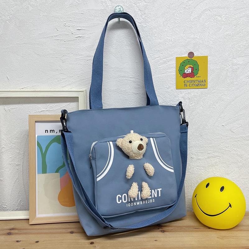 Canvas Women'S Bag Large-Capacity Shoulder Tote Bag Fresh And Cute Student Class Tutoring Bag