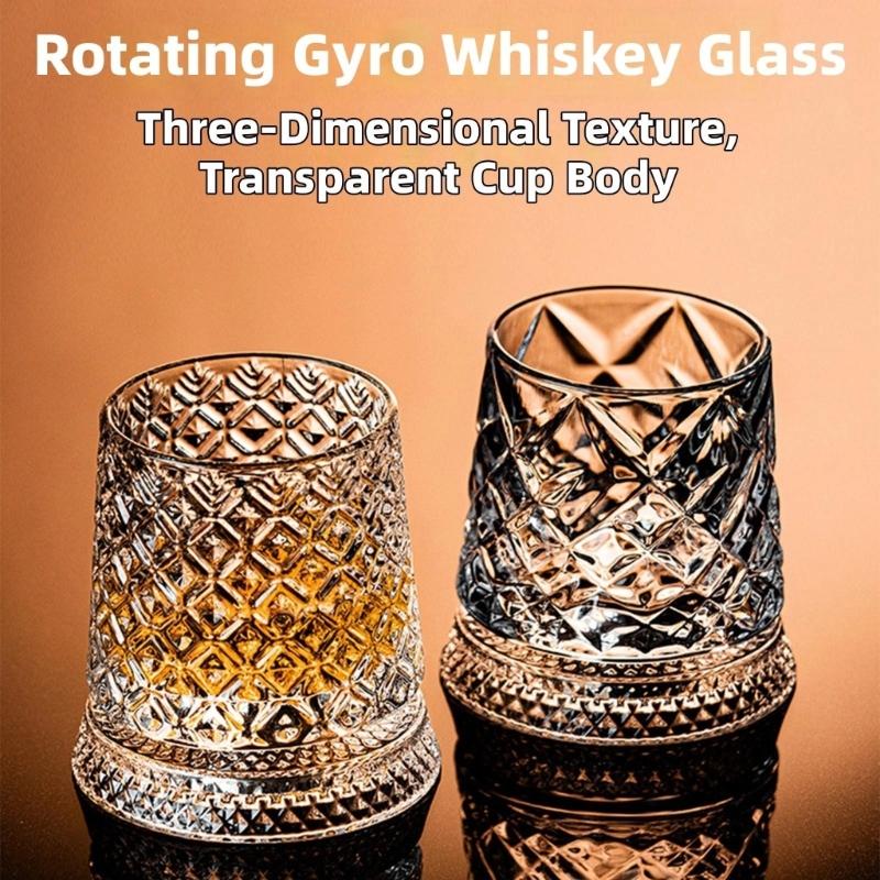 Premium Clear Whiskeys Glass with Rotating Base for Stress Reduction Crystal Cocktail WIne Glass Elegant Glassware Gift