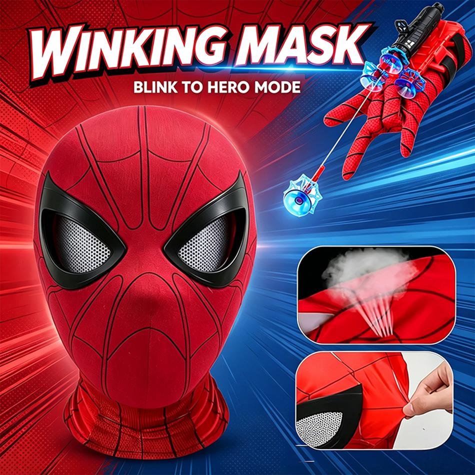 2026 Popular Breathable Mask Headset with Chin Control Web Shooter Glove Launcher Cosplay Headgear Toy Gift 4