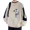 Men’s Trendy Colorblock Patchwork Hoodie – Spring/Autumn, Loose Fit, Plus Size, Round Neck, Long Sleeve Printed Top