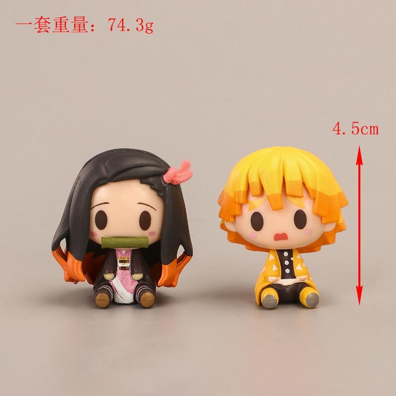 Japan Anime Q Version Figurine Tanjiro Nezuko Zenitsu Inosuke Mini Collectible Toy Cute Cartoon Desk Decor Gift