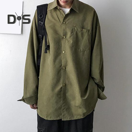 Men Shirt Lapel Long Sleeve Single Breasted Shirt Tops Solid Color Patch Pocket Casual Shirt Loose Fit Comfortable Fit Jacket