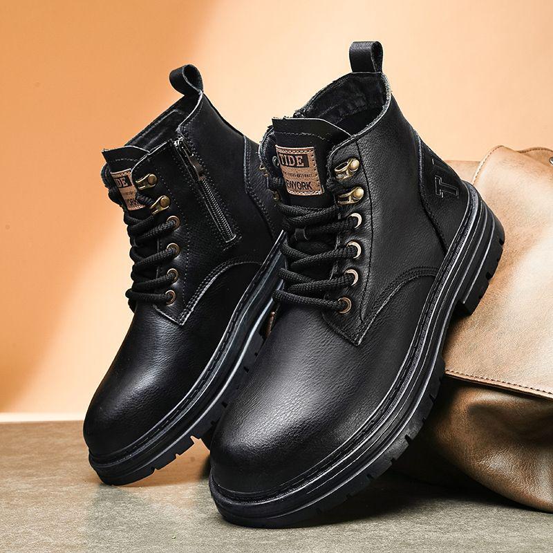 Botas Martin Britânicas de Outono para Homem - Versátil, Antiderrapante, Impermeável, Resistente ao Desgaste, Calçado de Trabalho e Desportivo Casual