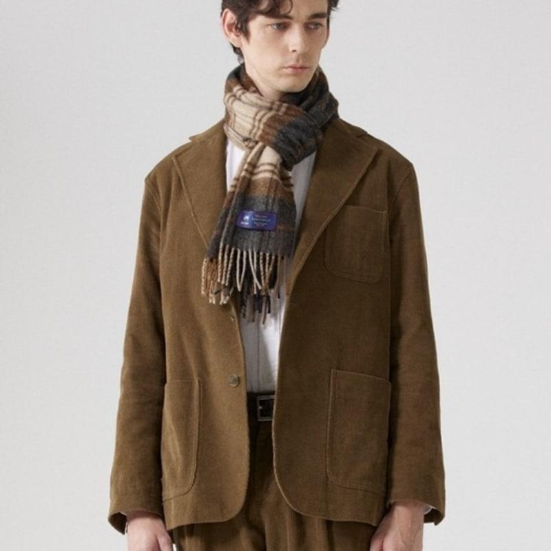 ABRAHAM MOON Merino Wool Muffler 25cm - Brigade Natural