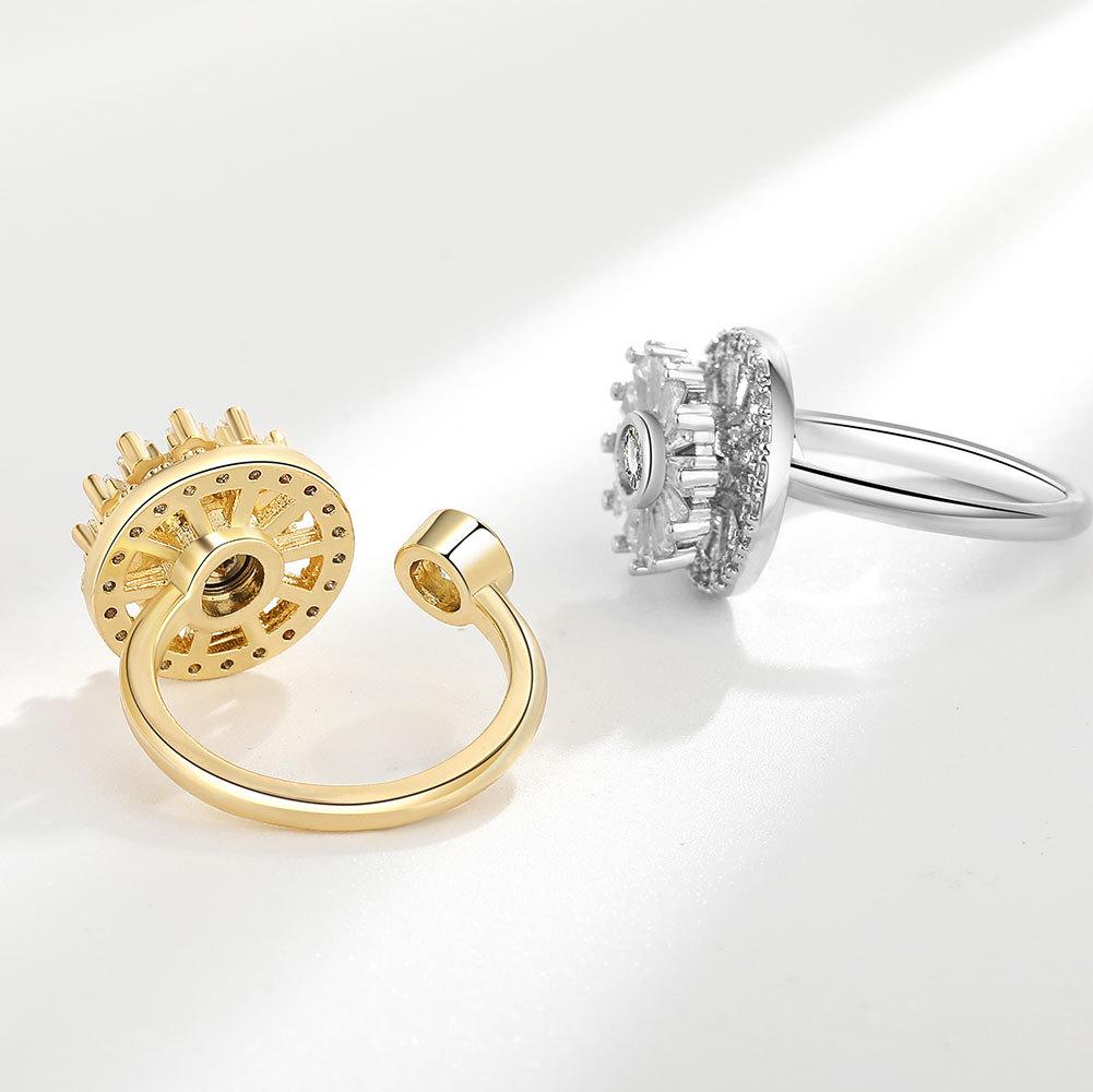 Women Snowflake Open Rotating Ring Set Unique Anxiety Relief Spinner Jewelry For Stress Reduction And Calming Effect