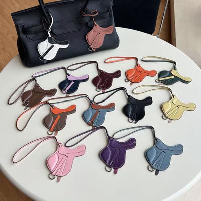 Saddle Shape Women Bag Charm Hand-stitched Bag Pendant Handmade Handcraft Car Keychain Keyring Hanging Accessories Gift