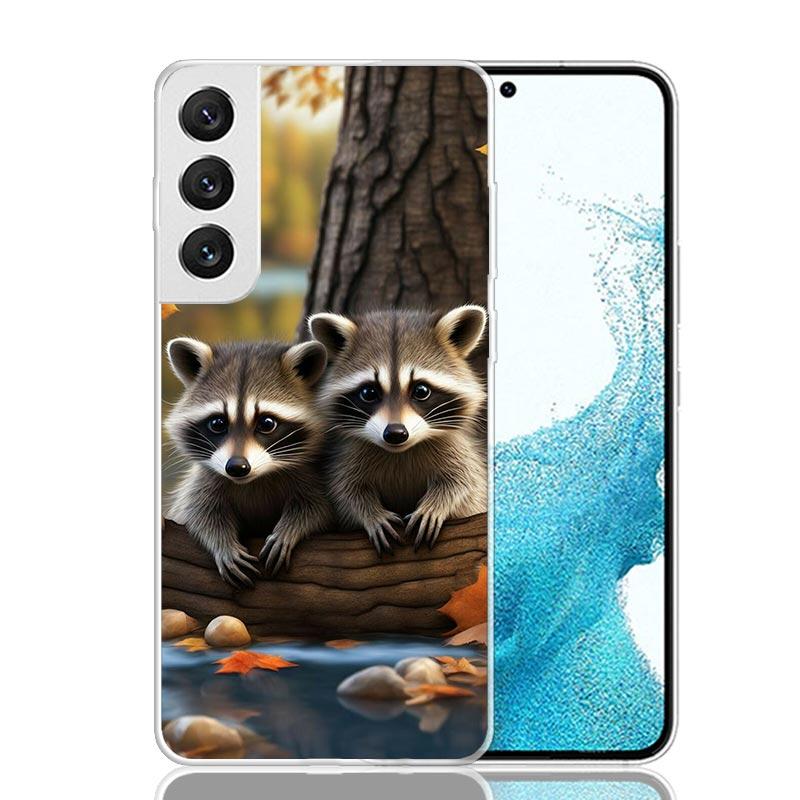 Waschbär Niedliches Tier Handyhülle Für Samsung Galaxy S26 Ultra S23 S24 S25 Edge S20 FE S21 S22 Plus Weiche Druck Hülle Abdeckung Fundas G