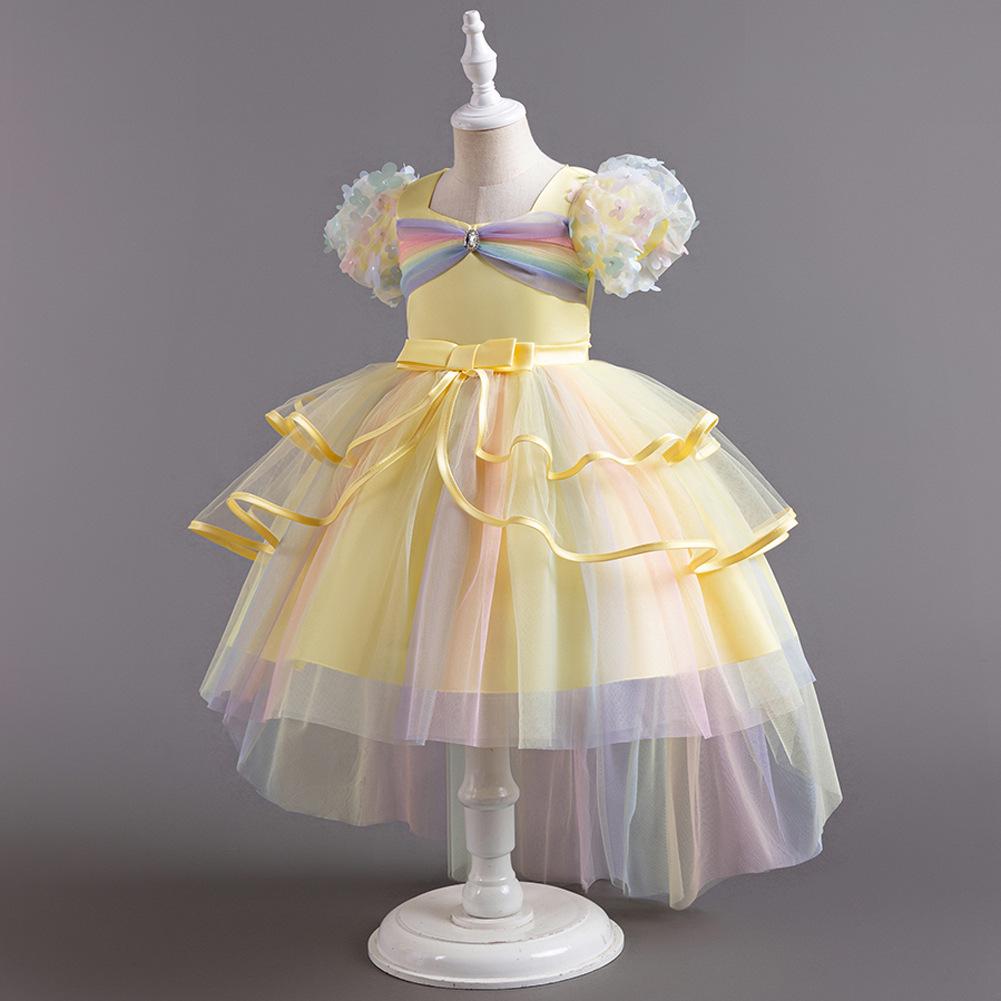 Children's Puffy Gown Dress Rainbow Mesh Tailored Cake Dress Girl's Performance Princess Dress 926 Little Girl's Favourite Dress Dresses