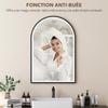 Bathroom Mirror with Lighting, 60 x 90 cm, Arched LED, Anti-Fog, 3 Light Colors, Dimmable, Black