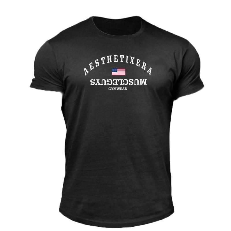 

Летний легкий тренировочный топ Muscleguys с круглым вырезом, дышащий фитнес-бег с короткими рукавами XXL